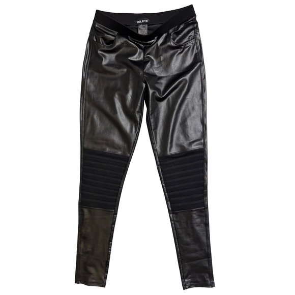 YELETE Womens‎ Black Faux Leather Moto Jogger Pants Size S/M - Picture 10 of 10